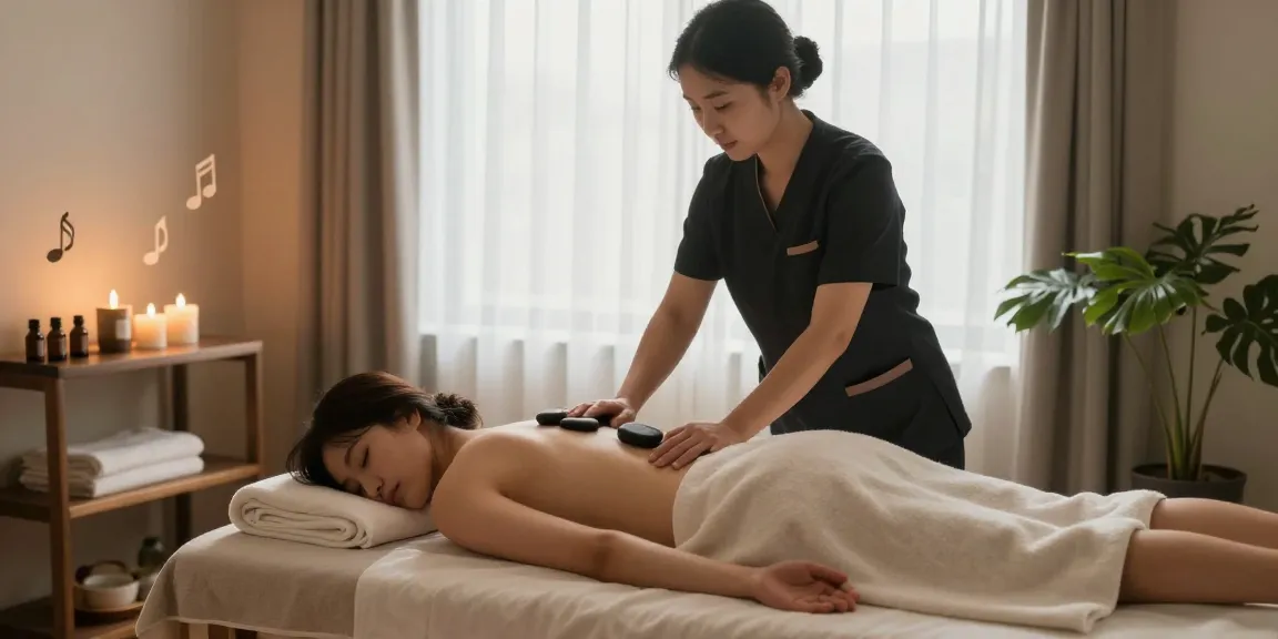 송파출장마사지 in a calming spa environment with a therapist providing treatment.