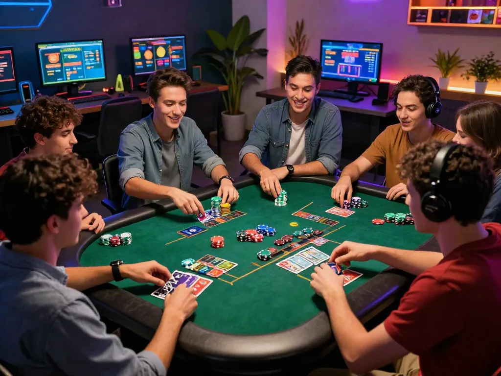 Engaged gamers enjoying sin88 live casino experience with colorful ambiance.