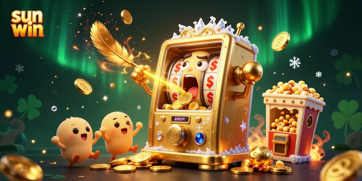 Watch the sun win as the animated slot machine jumps in excitement, surrounded by gold coins and cheers!
