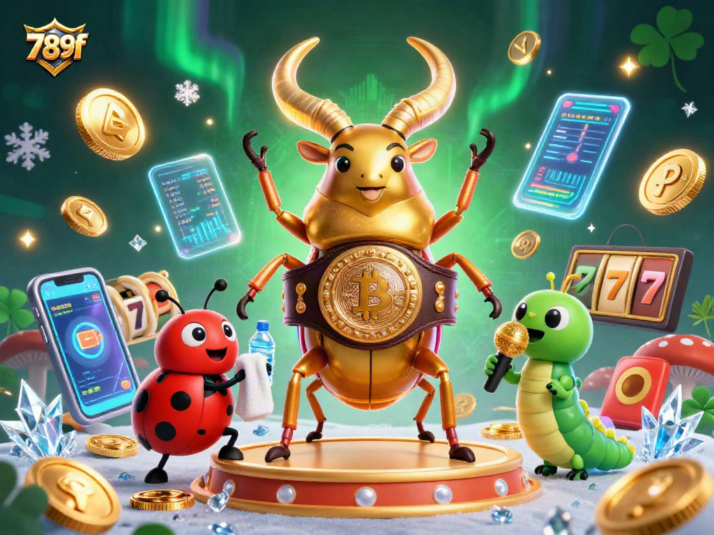 Experience thrilling moments with 789f as a giant stag beetle prepares for a showdown in a vibrant casino scene.