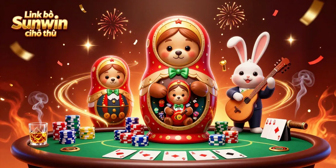 Experience the thrill of Link vào Sunwin chính thức with vibrant casino action in this illustrated scene.
