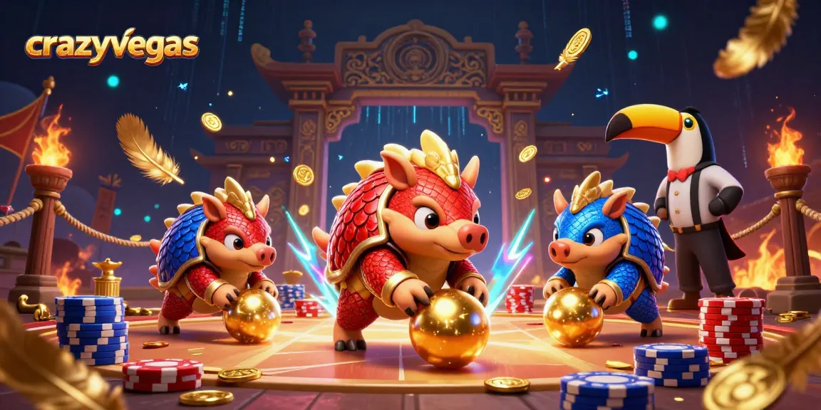Engaging illustration of crazyvegas pangolins in a casino setting, showcasing vibrant action and poker chips.